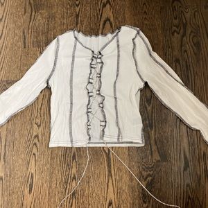 Shein White Long Sleeve with silver cross up